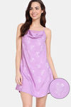 Zivame Floral Vows Woven Knee Length Nightdress - African Violet — thumbnail 1